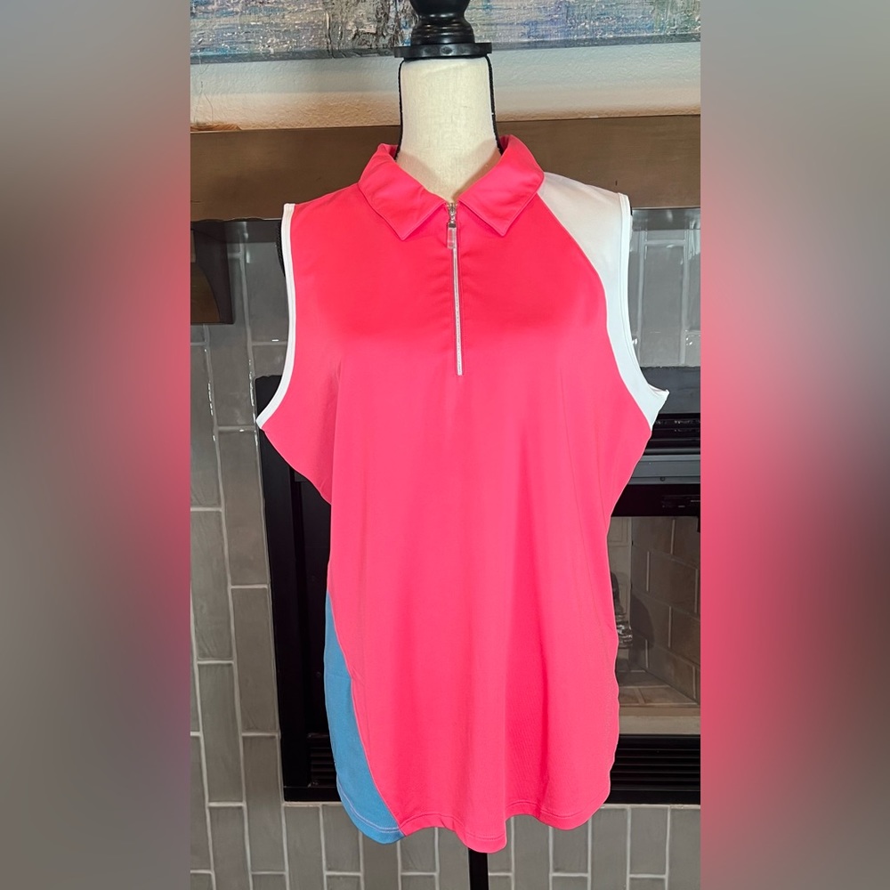 #466 Bette & Court Women's Pink Sleeveless Zip-Up Tank Top